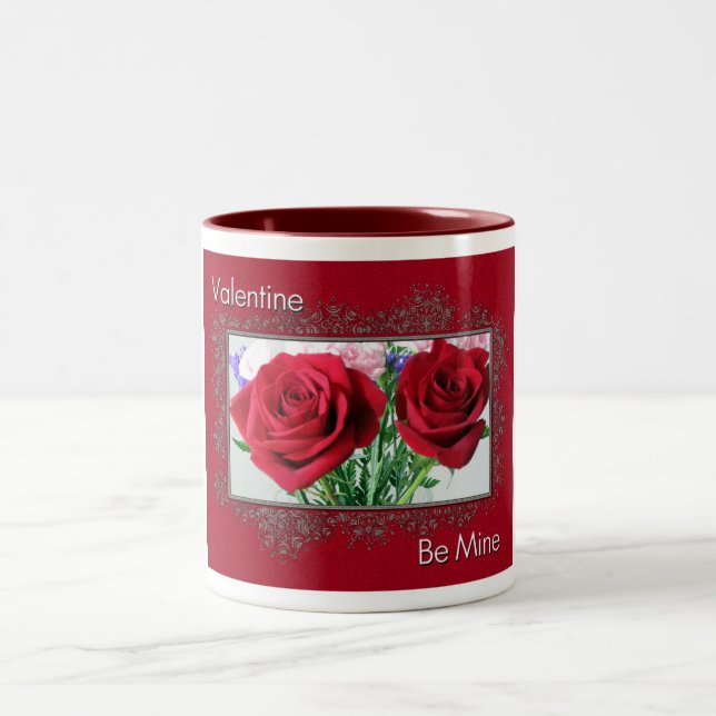 Taza Bicolor Sé mis Rosas gemelos de San Valentín (Centro)