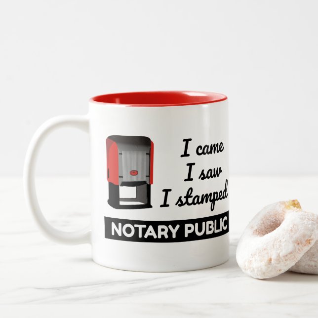 Taza Bicolor Se Vio Sello Notario (Con donut)