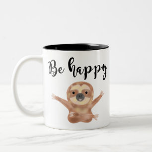 Taza Bicolor Sea arte feliz del animal de la acuarela de la