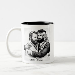 Taza Bicolor Seamos amigos de la banda de amistad árabe judía