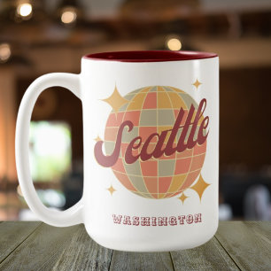 Taza Bicolor Seattle City Washington Retro Vintage