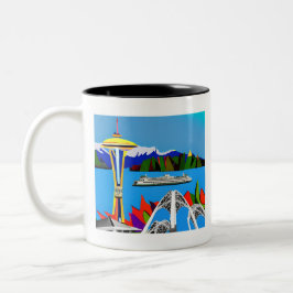 Taza Bicolor Seattle Emerald City Image Mug