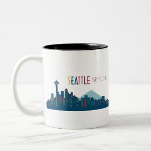 Taza Bicolor Seattle Skyline Blue