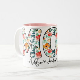 Taza Bicolor Secuencia de comandos de nombres de niños florales