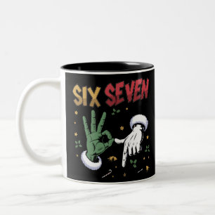 Taza Bicolor Seis Siete Meme Divertido Tipo Malo Navidad Viral 