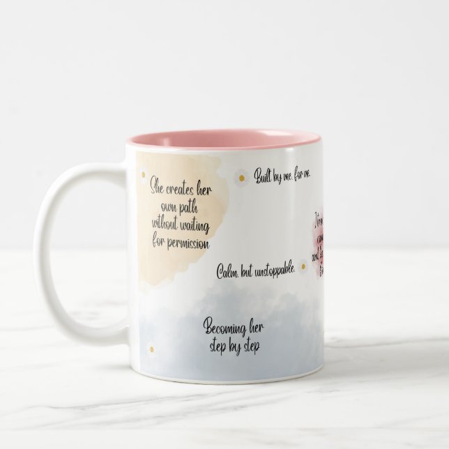 Taza Bicolor Self Love Inspirational Quote Mug, Soft Feminine  (Izquierda)