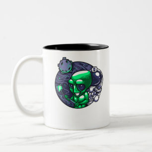 Taza Bicolor Selfie de Alien para Profesor de Astronomía Fan de