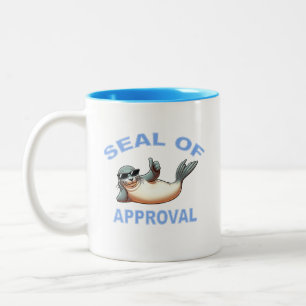Taza Bicolor Sello De Aprobación Gracioso Diseño Punny
