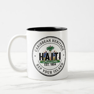 Taza Bicolor Sello de pasaporte de Haití Patrimonio caribeño