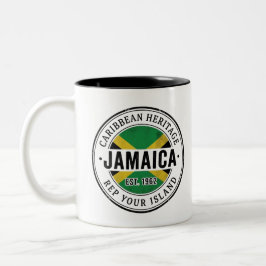 Taza Bicolor Sello de pasaporte de Jamaica | Patrimonio caribeñ