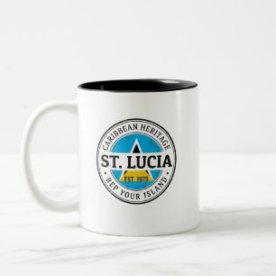 Taza Bicolor Sello de pasaporte de Santa Lucía Patrimonio car
