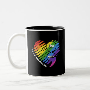 Taza Bicolor Semikolon Prevención del Suicidio LGBTQ Salud Ment