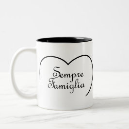 Taza Bicolor Sempre familia Corazón italiano de "siempre famili