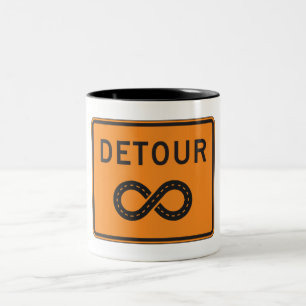 Taza Bicolor Señal de desvíos infinitos en ciclismo