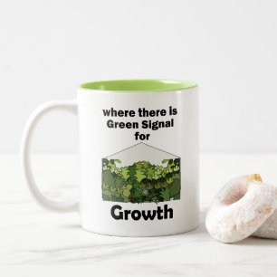 Taza Bicolor Señal Verde de Invernadero para la Apertura del Ja