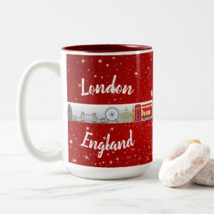 Taza Bicolor Señales británicas de Londres Inglaterra rojas