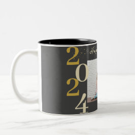 Taza Bicolor Sencillo Elegante Moderno Feliz Año Nuevo Una Foto