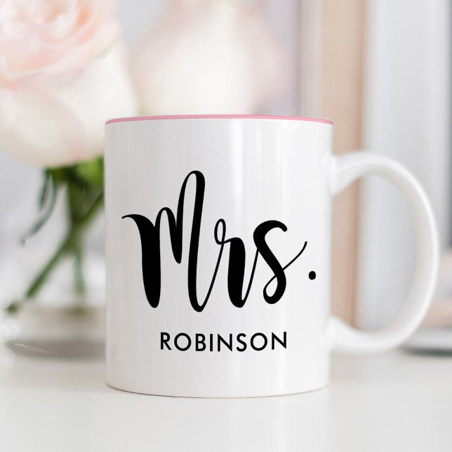Taza Bicolor Señora Black Escritura Moderna Personalizada Boda (Subido por el creador)