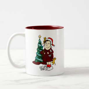 Taza Bicolor 'Señora Christmas' loco del gato