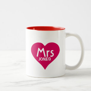 Taza Bicolor Señora personalizada Mug en corazón rojo