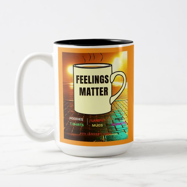 TAZA BICOLOR ¡SENTIMIENTOS IMPORTANTES MUG! (Izquierda)
