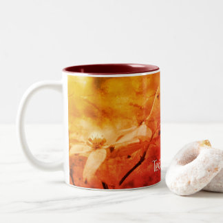 Taza Bicolor Sepia Dogwood Floral Art Personalizado
