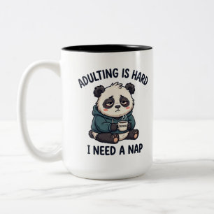 Taza Bicolor Ser Adulto Es Difícil Necesito Una Siesta Panda Ca