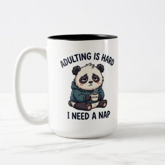 Taza Bicolor Ser Adulto Es Difícil Necesito Una Siesta Panda Ca