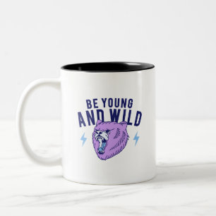 Taza Bicolor Ser Joven Y Salvaje - Oso Enfadado