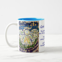 Taza Bicolor Serenity Prayer Angel Painting Mug or Cup