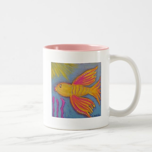 Taza Bicolor Serenity Prayer Mug con peces beta (Derecha)