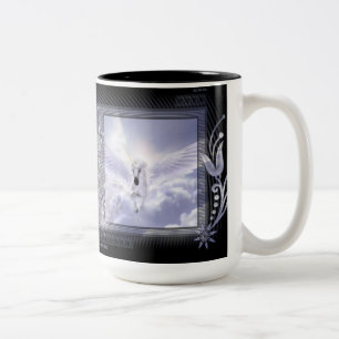 Taza Bicolor Serie de la etiqueta del unicornio del vuelo del