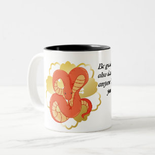 Taza Bicolor Serpiente Roja sobre una Flor Dorada” Dragón de