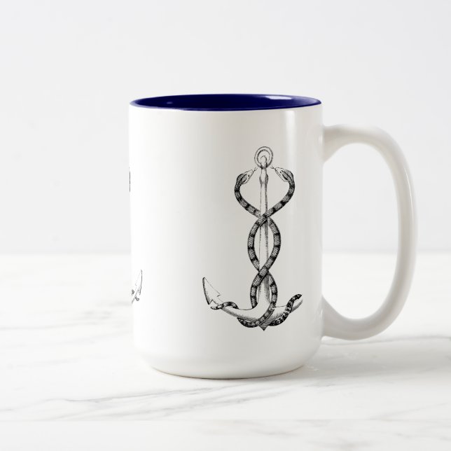 Taza Bicolor Serpientes de Ancla Náutica (Derecha)