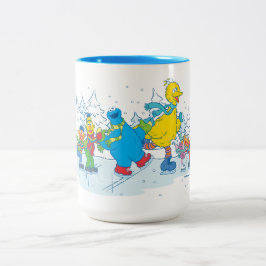 Taza Bicolor Sesame Street | Amigos patinando sobre hielo