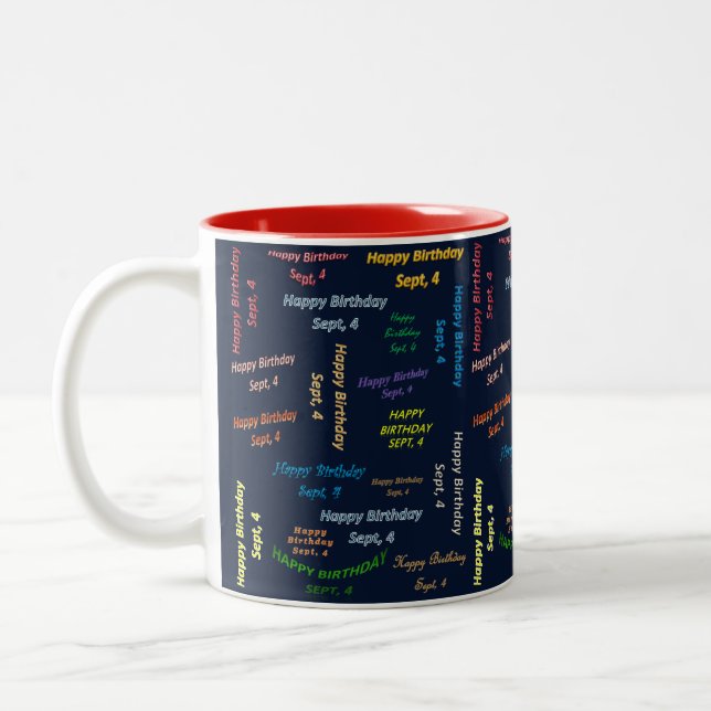 Taza Bicolor Setiembre, 4 Cumpleaños Mug (Izquierda)