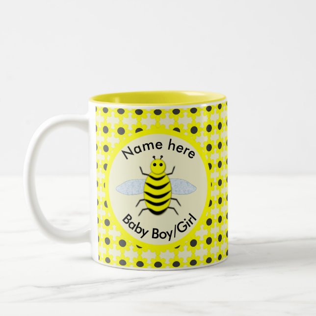 Taza Bicolor Sexo neutro de bebe amarillo lindo (Izquierda)