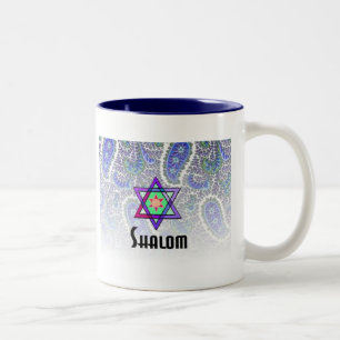 Taza Bicolor Shalom en Paisley azul