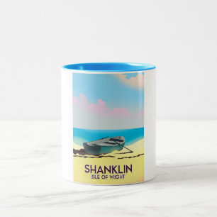 Taza Bicolor Shanklin, poster de viaje de la isla de Wight
