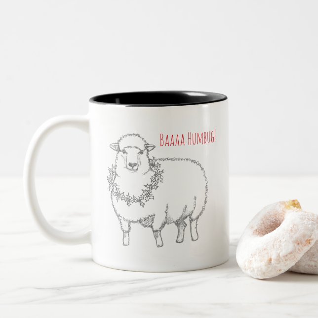 Taza Bicolor Sheep With Holly (Con donut)