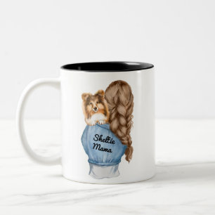 Taza Bicolor Sheltie Mama Brunette con Sable Shetland Sheepdog