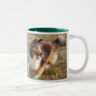 TAZA BICOLOR SHELTIE QUE SE DIVIERTE