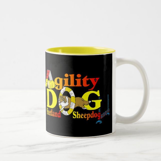 Taza Bicolor Shetland Sheepdog Sheltie Agility (Derecha)