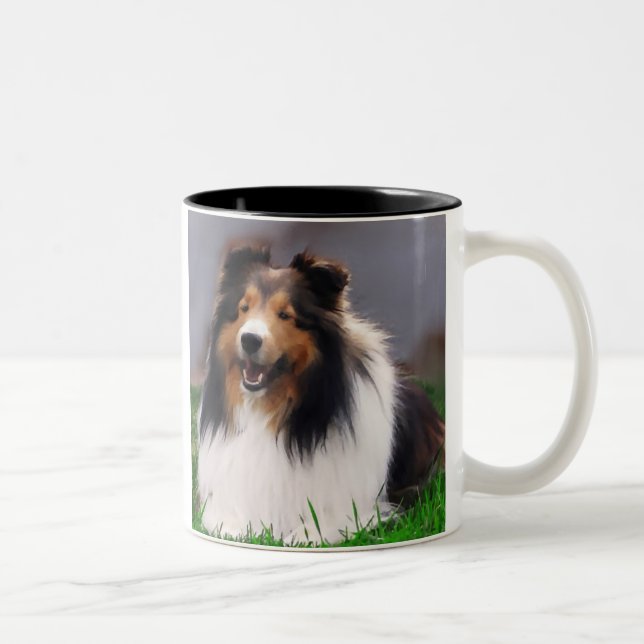 Taza Bicolor Shetland Sheepdog Sheltie Gifts (Derecha)