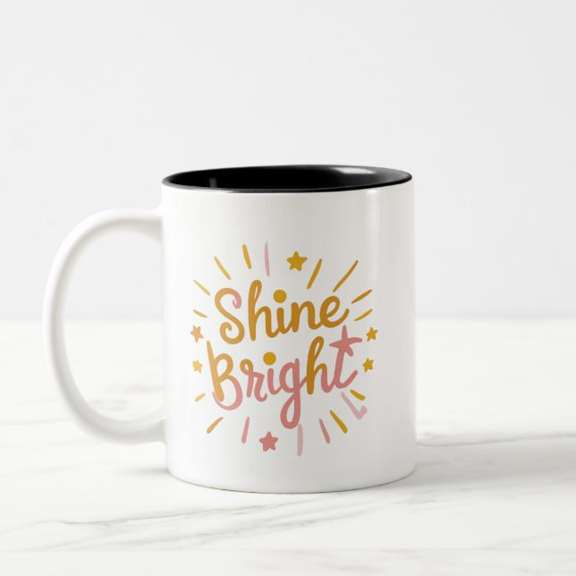 Taza Bicolor Shine Bright – Energetic & Positive Design f (Izquierda)