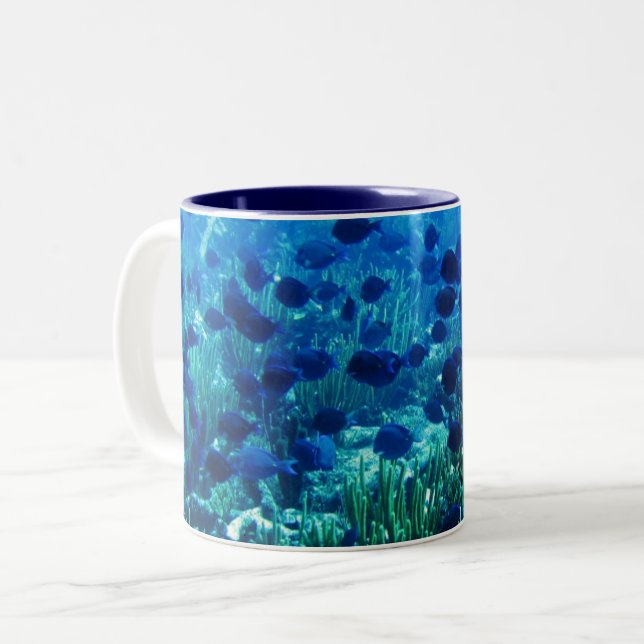 Taza Bicolor Shoal de Blue Discus Fish (Anverso izquierdo)