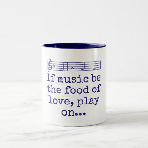 Taza Bicolor Si La Música Es La Comida Del Amor - Cita Musical