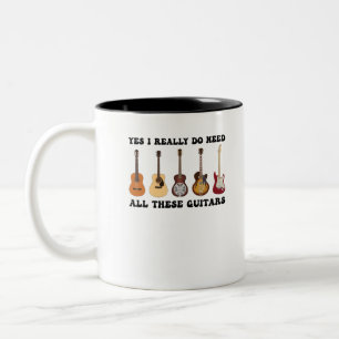 Taza Bicolor Sí, Realmente Necesito Todas Estas Guitarras