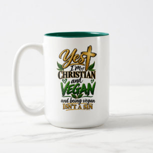 Taza Bicolor Sí, soy cristiano y vegano…