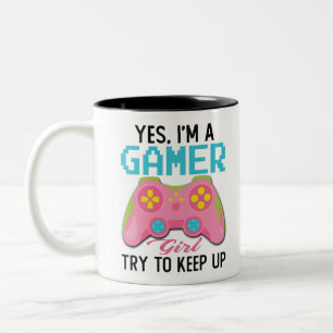 Taza Bicolor Sí, soy un Chica jugador que trata de mantenerse 